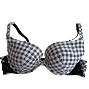 Cacique Women’s Black White Gingham Boost Plunge Bra 40C